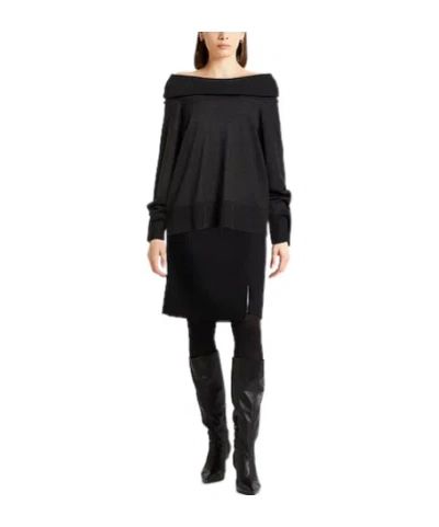 Max Mara Solid Lightweight Wool Knit Top In Black