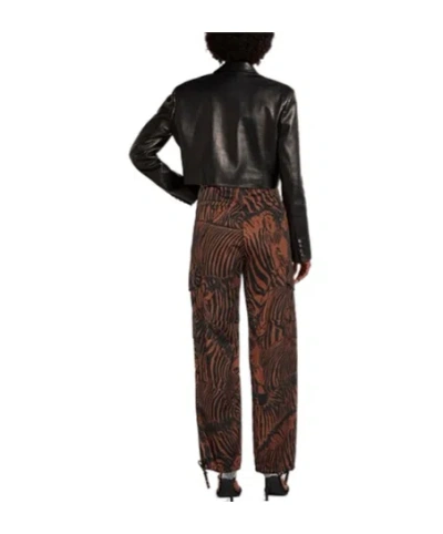 Weekend Max Mara Zebra Print Cargo Pants In Black