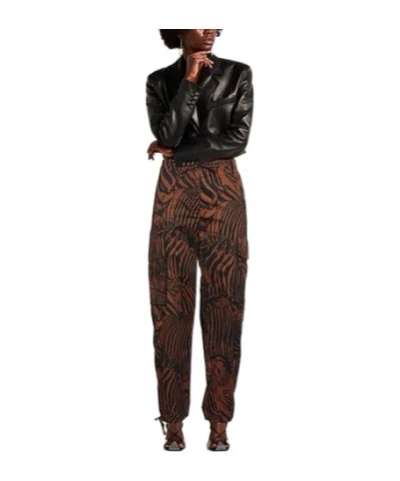 Weekend Max Mara Zebra Print Cargo Pants In Black