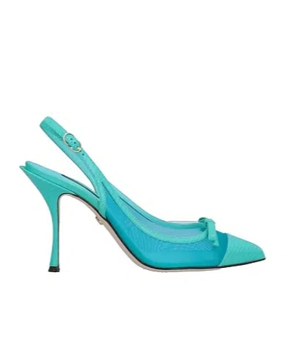 Dolce & Gabbana Leather And Mesh Pointed-toe Slingback Heel In Black