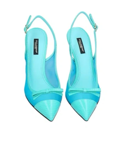 Dolce & Gabbana Leather And Mesh Pointed-toe Slingback Heel In Black