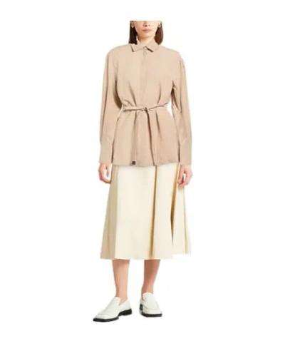 Max Mara Solid Long-sleeve Shirt In Neutral