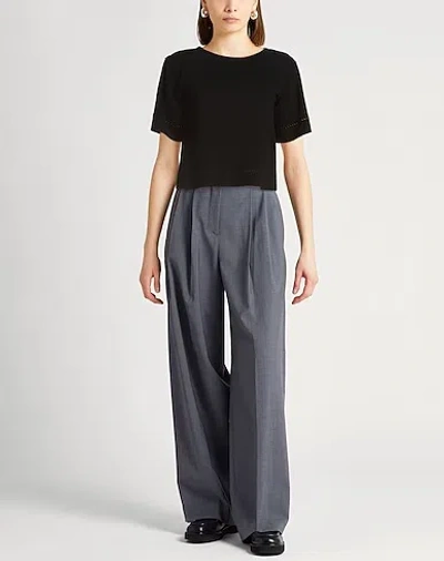 Max Mara Solid Knit Short-sleeve Top In Black