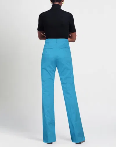 Sportmax Solid Color Stretch Straight-leg Pants In Blue