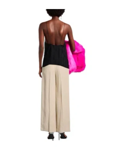 Maxco. Solid Color Straight-leg Pants In Nude