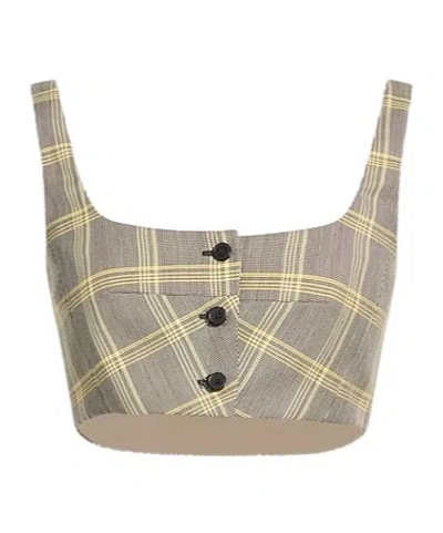 Marni Check Print Virgin Wool Tank Top In Gray