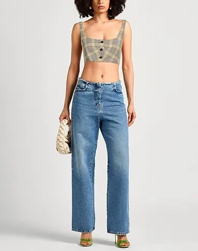 Marni Check Print Virgin Wool Tank Top In Gray
