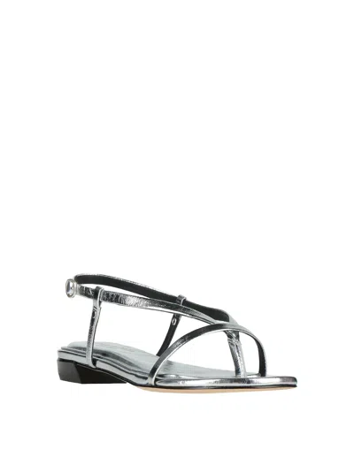 Rag & Bone Metallic Leather Single-strap Sandals In Silver