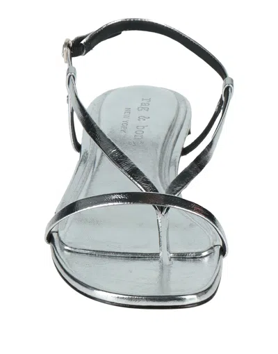 Rag & Bone Metallic Leather Single-strap Sandals In Silver