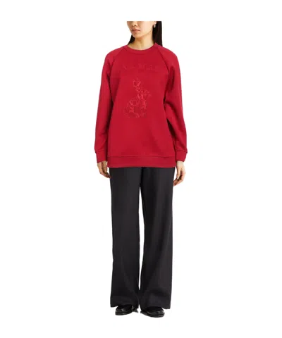 Max Mara Solid Color Crew Neck Long Sleeve Sweatshirt In Red