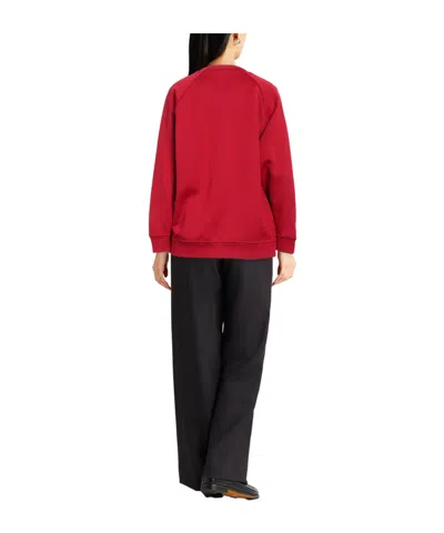 Max Mara Solid Color Crew Neck Long Sleeve Sweatshirt In Red