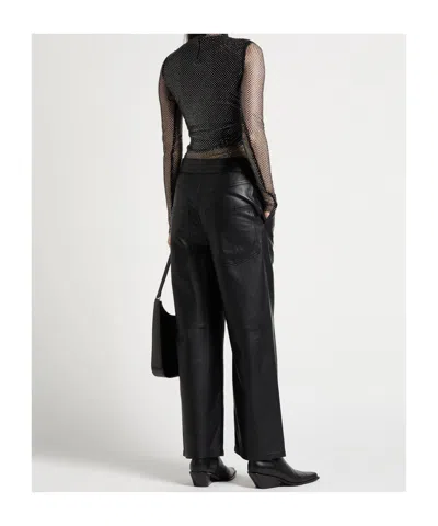 Sportmax Sheer Fishnet Long-sleeve Fitted Top With High Neck In Black