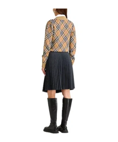 Burberry Solid Pleated Skirt In Blue