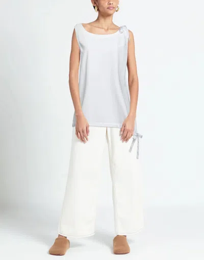 Sportmax Solid Sleeveless T-shirt In White