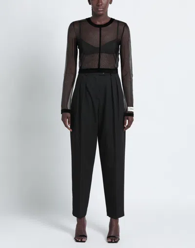 Dolce & Gabbana Solid Color Mesh Long-sleeve Top In Black