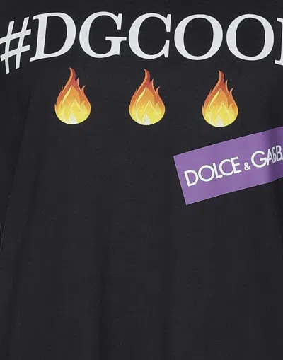 Dolce & Gabbana Solid Color Printed Knit T-shirt In Black
