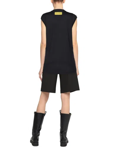 Dolce & Gabbana Solid Color Printed Knit T-shirt In Black