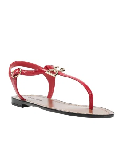 Dolce & Gabbana Solid Color Flip Flops In Red