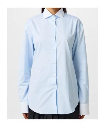 Prada Long Sleeve Blouse In Blue