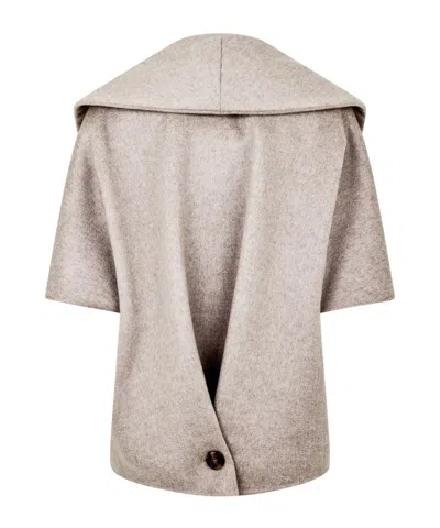 Max Mara Shawl Collar Cape In Gray