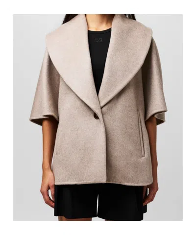Max Mara Shawl Collar Cape In Gray