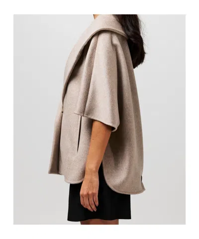 Max Mara Shawl Collar Cape In Gray