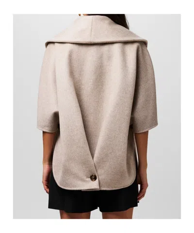 Max Mara Shawl Collar Cape In Gray