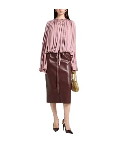 Saint Laurent Drawstring Gathered-shoulder Blouse In Pink
