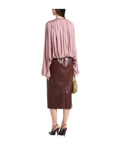 Saint Laurent Drawstring Gathered-shoulder Blouse In Pink