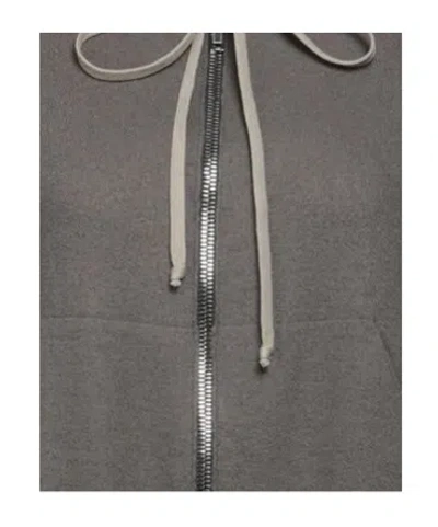 Rick Owens Solid Color Hooded Cardigan In Gray