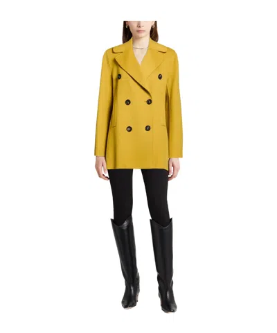 Max Mara Double-breasted Wool Coat In Yellow