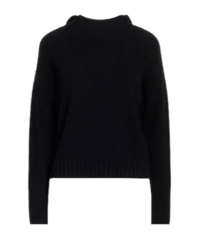 Max Mara Solid Color Knit Long-sleeve Top In Black