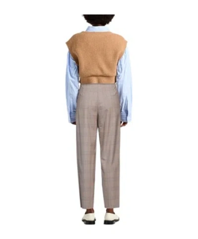 Max Mara Plaid Slim-fitting Pants In Gray