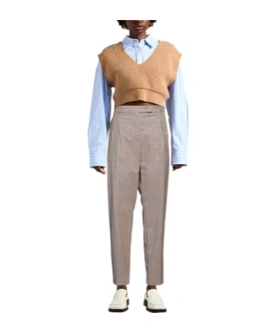 Max Mara Plaid Slim-fitting Pants In Gray