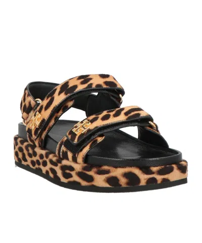 Tory Burch Leopard Print Platform Sandals In Multi