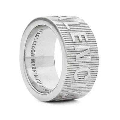 Balenciaga Striped Ring In Silver