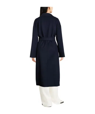 Max Mara Minimalist Wool Belted Coat In Black