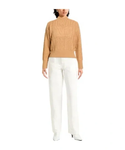 Max Mara Solid Lightweight Wool Knit Top In Nude