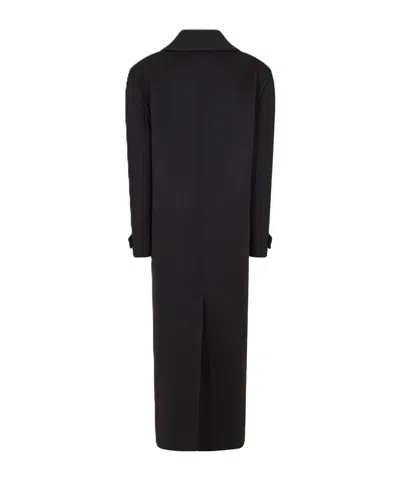 Saint Laurent Double-breasted Wool Coat In Black