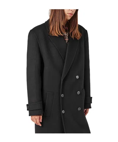 Saint Laurent Double-breasted Wool Coat In Black