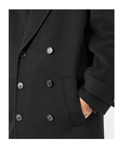 Saint Laurent Double-breasted Wool Coat In Black
