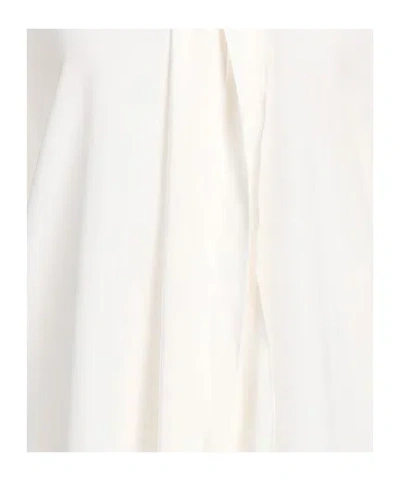 Sportmax Solid Long Sleeve Bow Tie Shirt In White