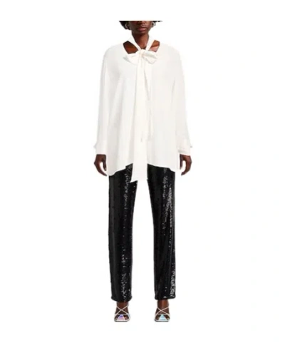 Sportmax Solid Long Sleeve Bow Tie Shirt In White