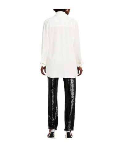 Sportmax Solid Long Sleeve Bow Tie Shirt In White
