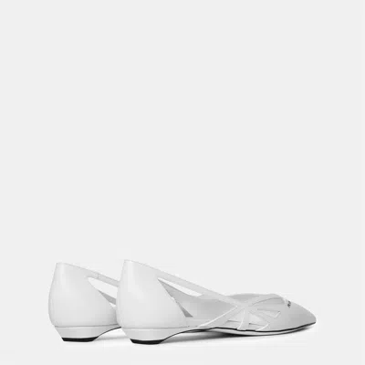 Prada Openwork Ballet Flats In White