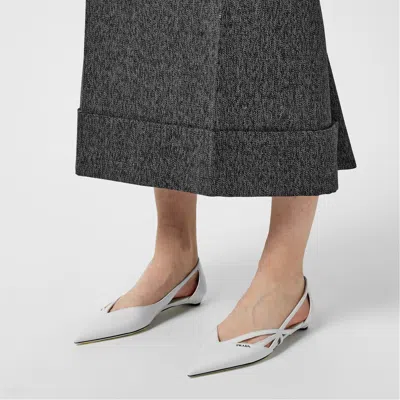 Prada Openwork Ballet Flats In White