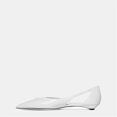Prada Openwork Ballet Flats In White