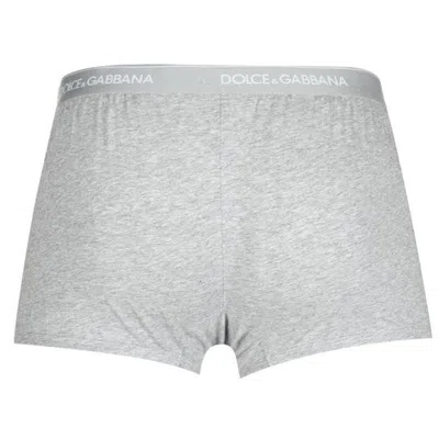 Dolce & Gabbana Men's Plain Cotton Stretch Boxers, 2-pack In Gray