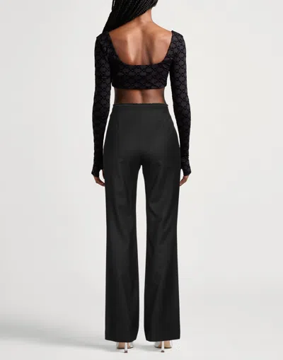 Diesel Solid Color Flared Pants In Black