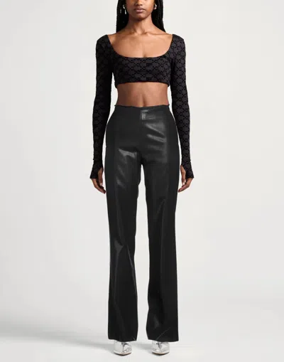 Diesel Solid Color Flared Pants In Black